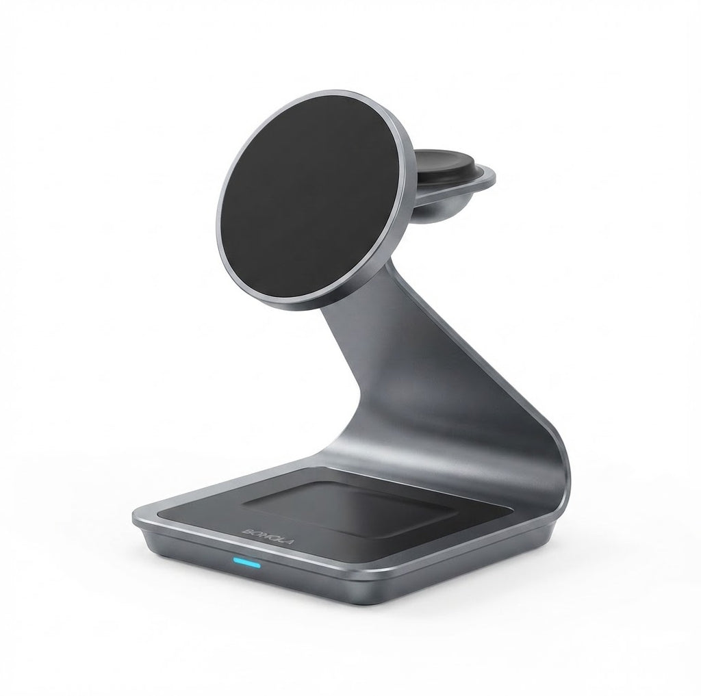 Bonola Stazione di Ricarica Wireless Magnetica 3 in 1 per iPhone, Apple Watch e AirPods