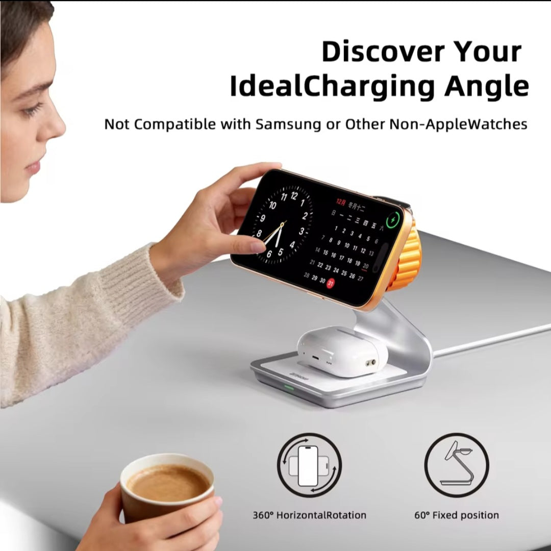 Bonola Stazione di Ricarica Wireless Magnetica 3 in 1 per iPhone, Apple Watch e AirPods