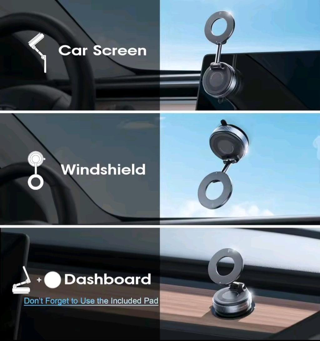Supporto Auto Magnetico Pieghevole a 360° con Ventosa Potente