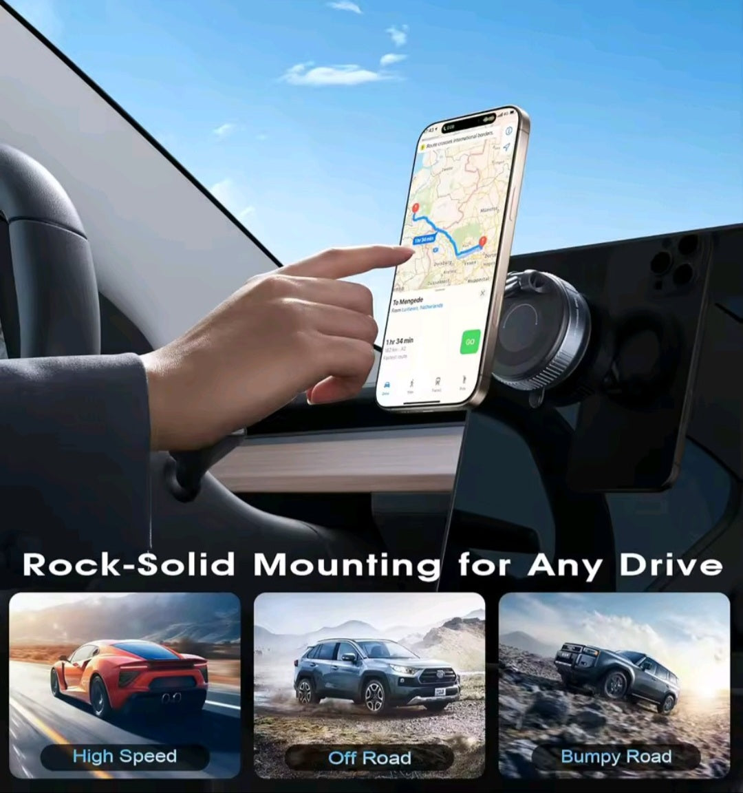 Supporto Auto Magnetico Pieghevole a 360° con Ventosa Potente