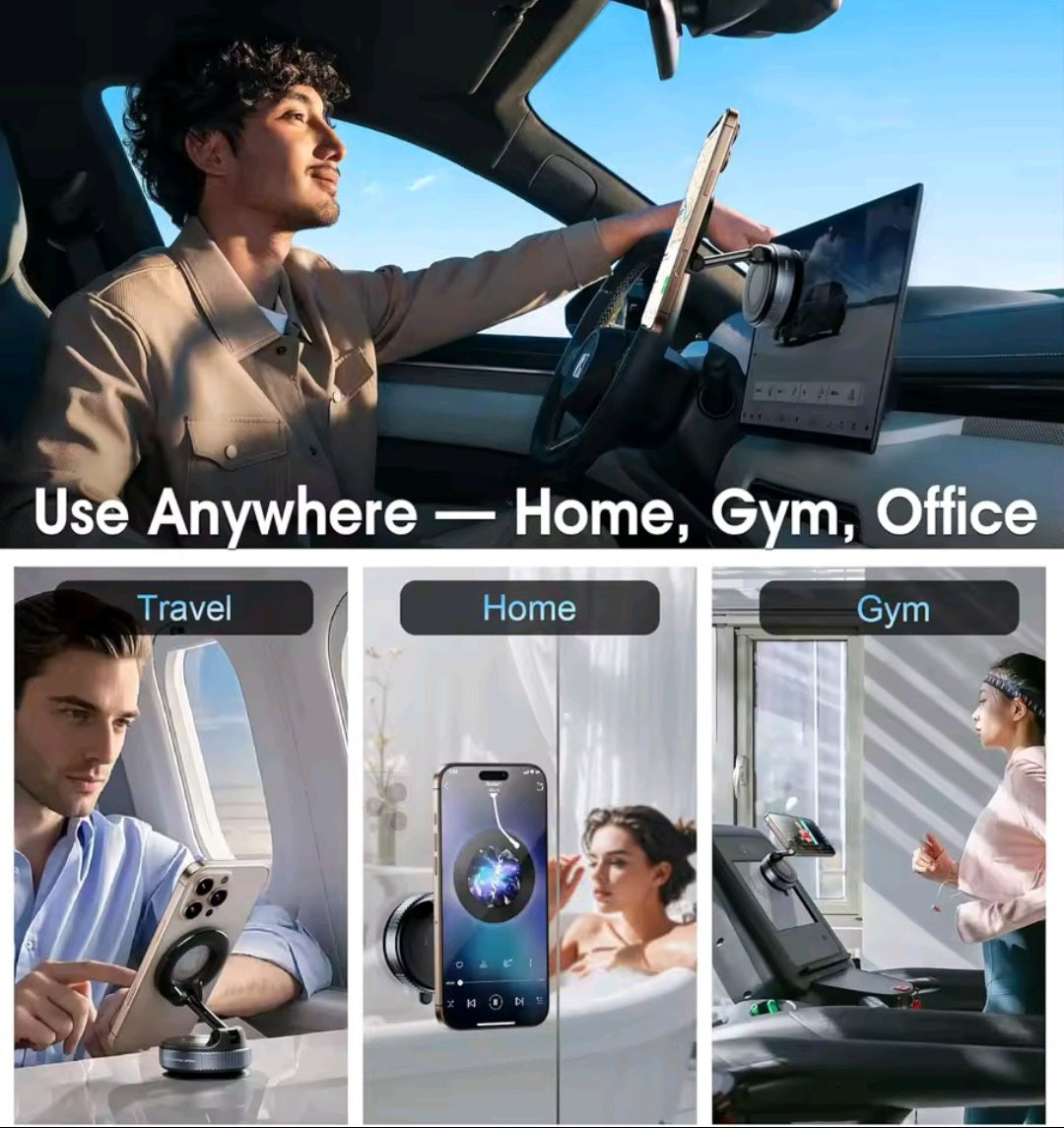 Supporto Auto Magnetico Pieghevole a 360° con Ventosa Potente