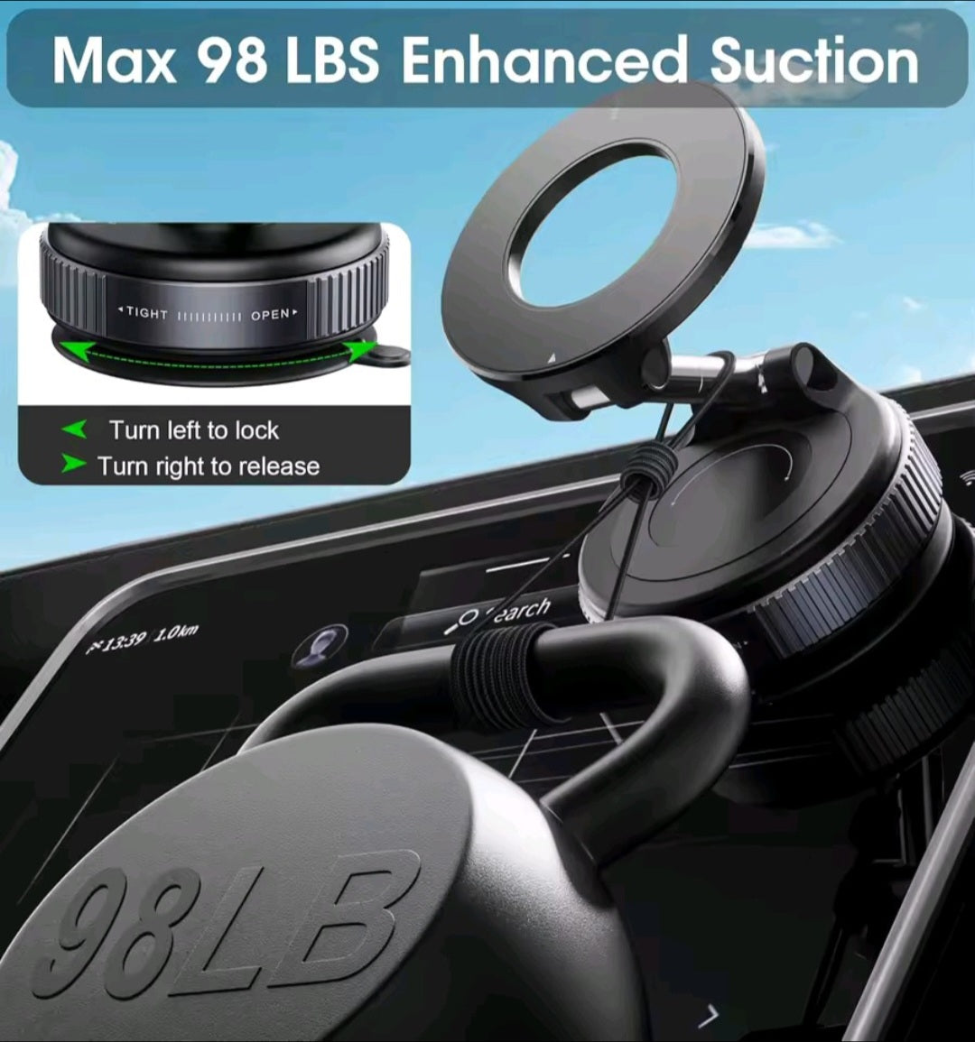 Supporto Auto Magnetico Pieghevole a 360° con Ventosa Potente