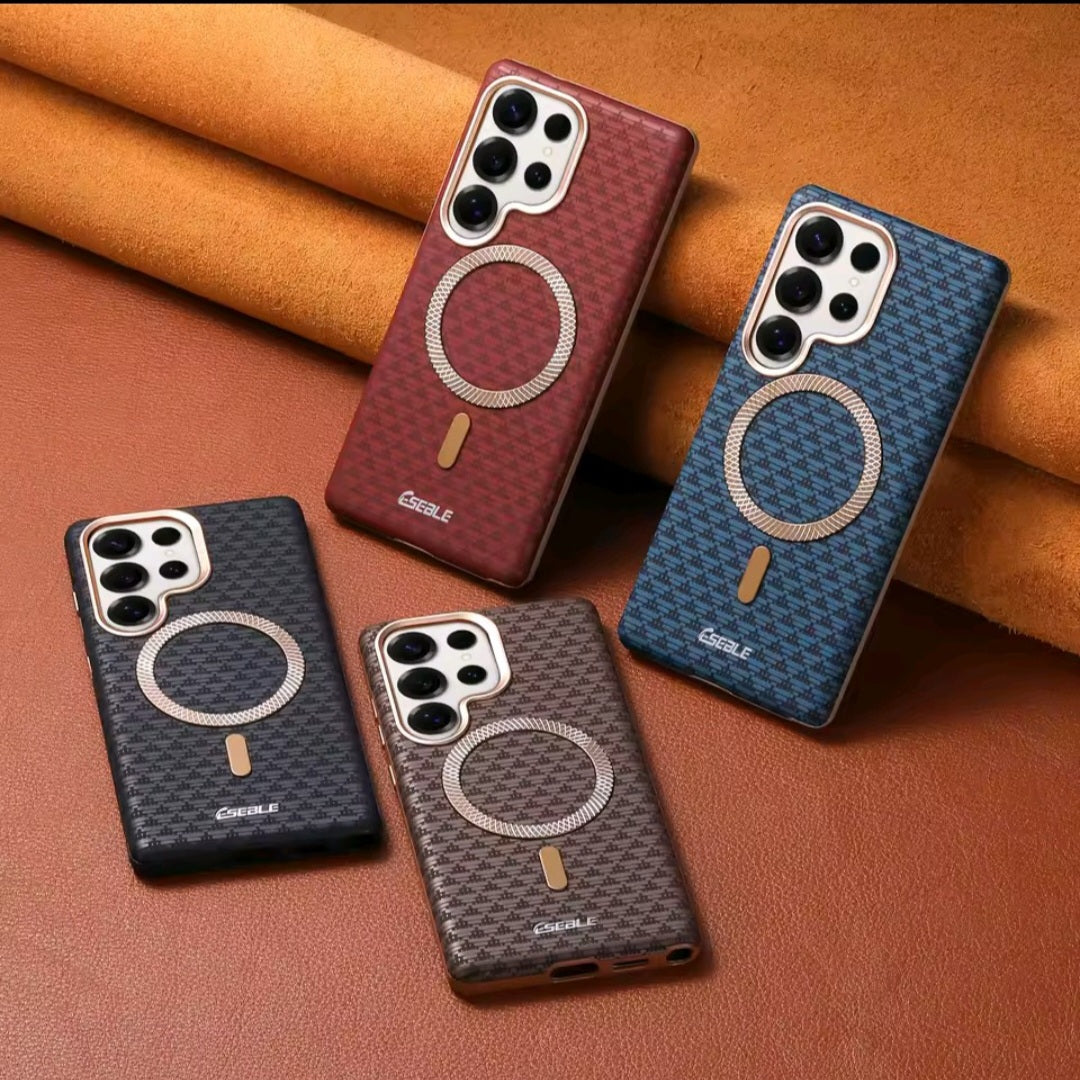 Custodia di Lusso Magnetica MagSafe con Motivo Geometrico per Serie Samsung Galaxy